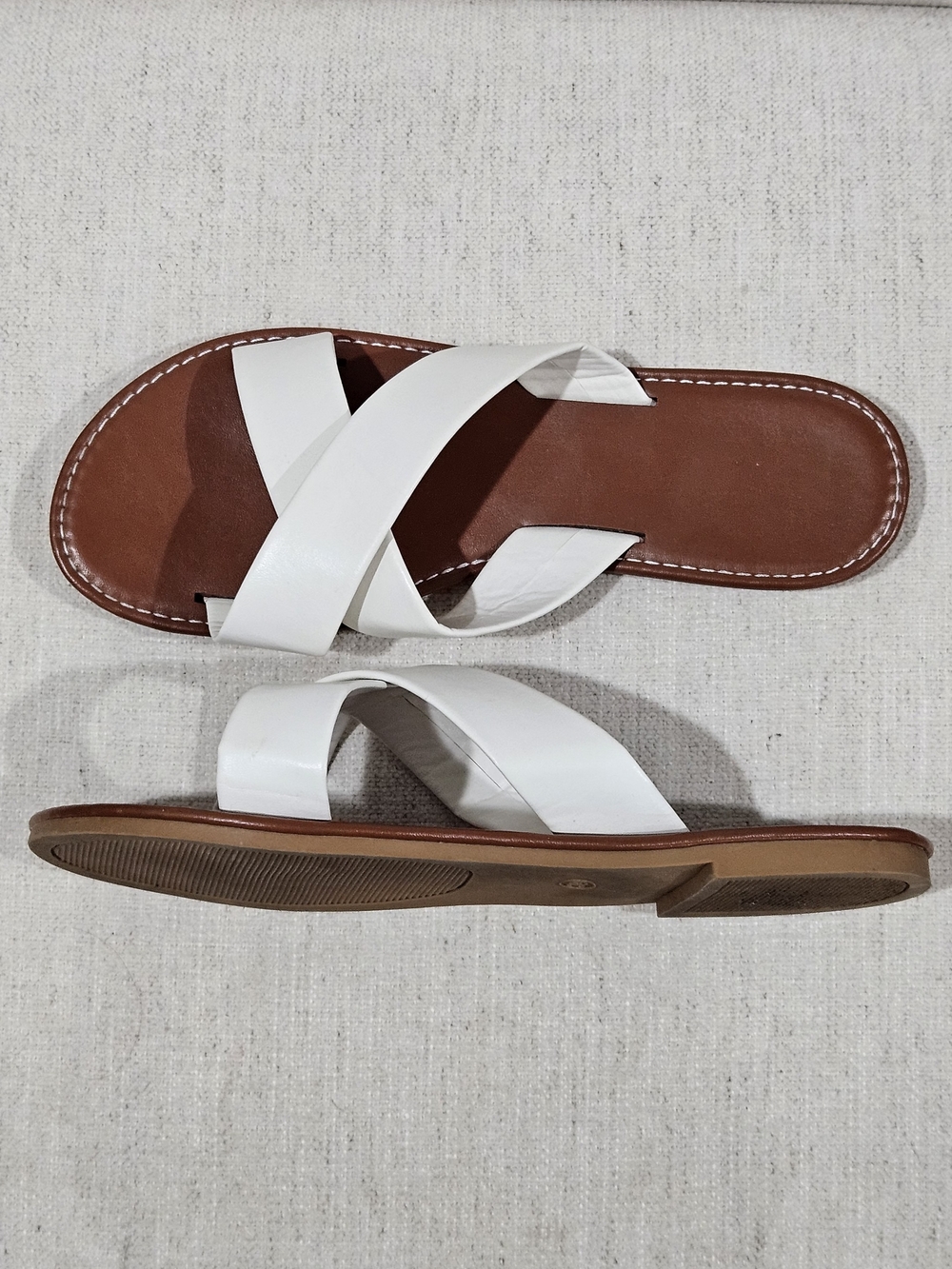White Crisscross Slide Sandals for Women - Picture 3 of 3